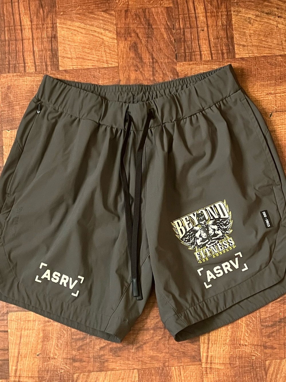 ASRV Men's Athletic Shorts Charcoal Gray Lightweight Stretch Drawstring Size M